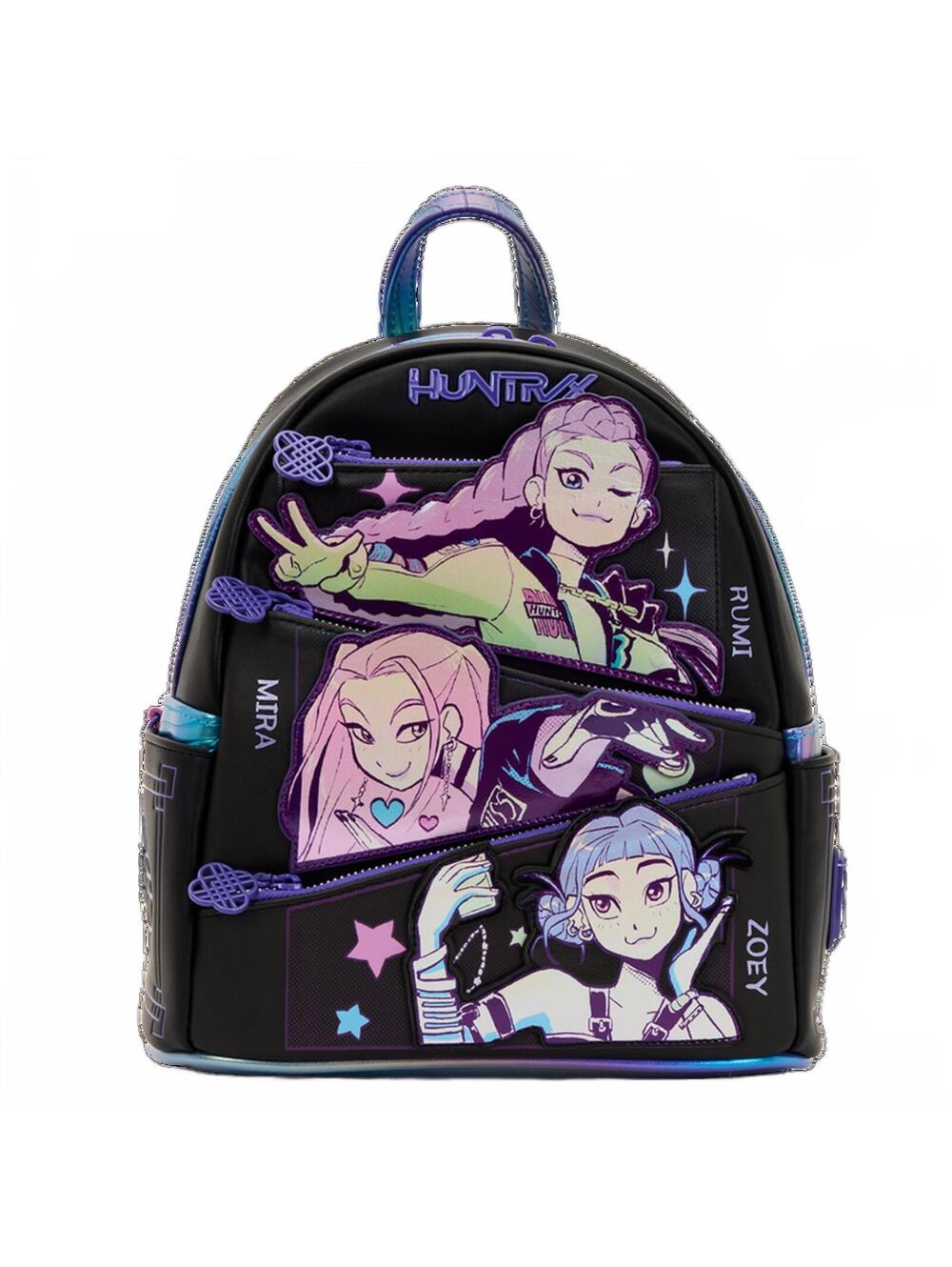 NWT Loungefly KPop Demon Hunters HUNTR/X Mini Backpack with Photo Card Charm